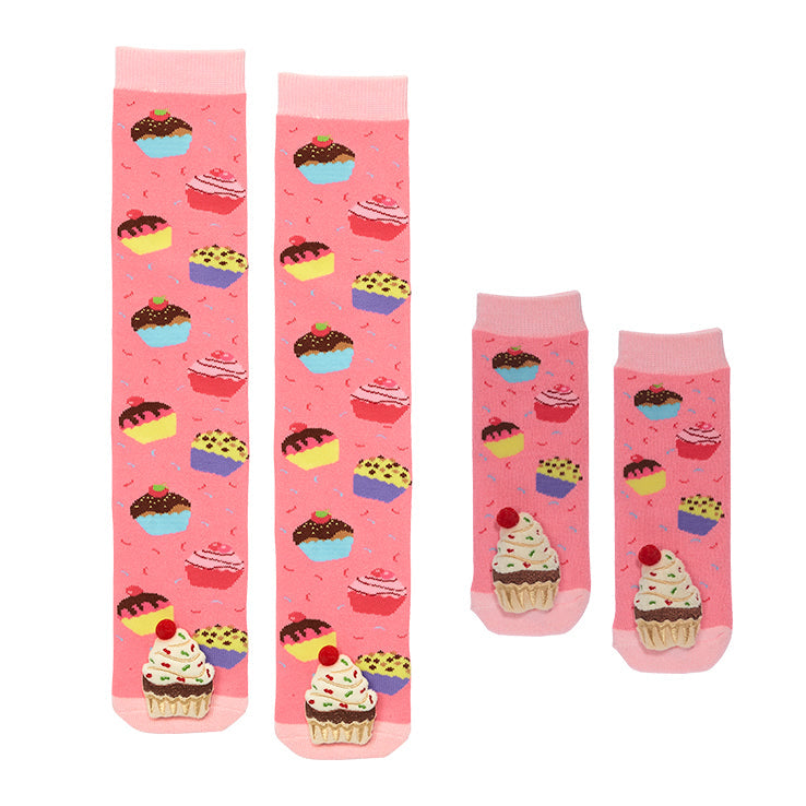 Messy Moose Socks, Pink Cupcake, Toddler Socks 6 Pack