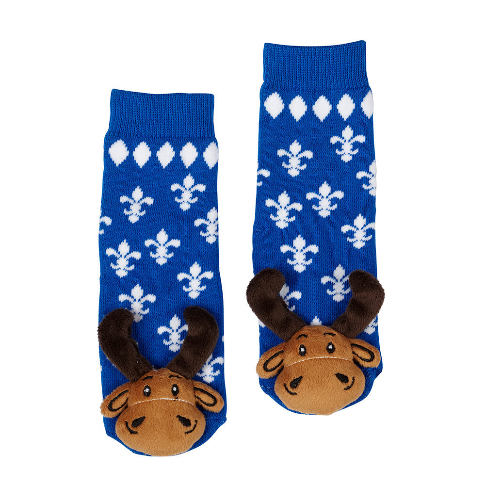 Messy Moose Socks, Fleur-de-Lys Moose, 6 Pack