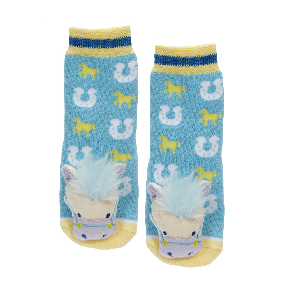 Messy Moose Socks, Blue Horse, 6 Pack