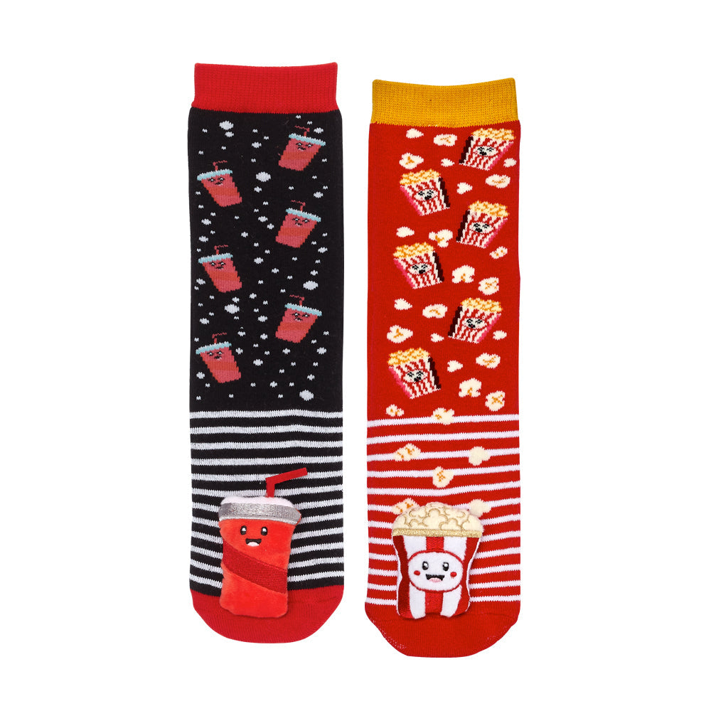 Messy Moose Socks, Soda & Popcorn Mismatch, 6 Pack