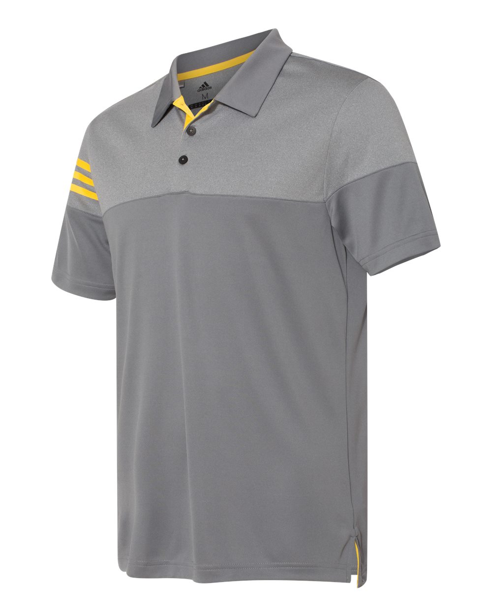 Adidas A213 Heathered 3-Stripes Block Sport Shirt - Vista Grey Yellow