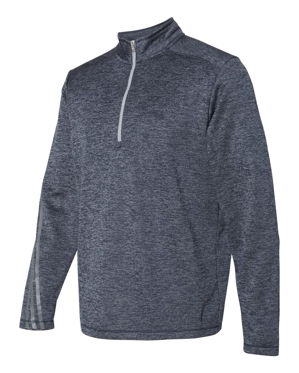 Adidas A284 Brushed Terry Heathered Quarter-Zip Pullover - Navy Heather Mid Grey