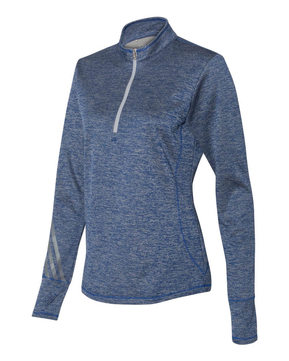 Adidas A285 Women's Brushed Terry Heathered Quarter-Zip Pullover - Collegiate Royal Heather Mid Grey