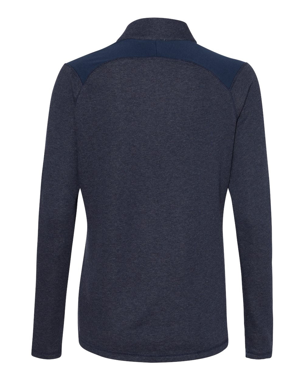 Adidas A464 Women's Heathered Quarter Zip Pullover with Colorblocked Shoulders - Collegiate Navy Heather