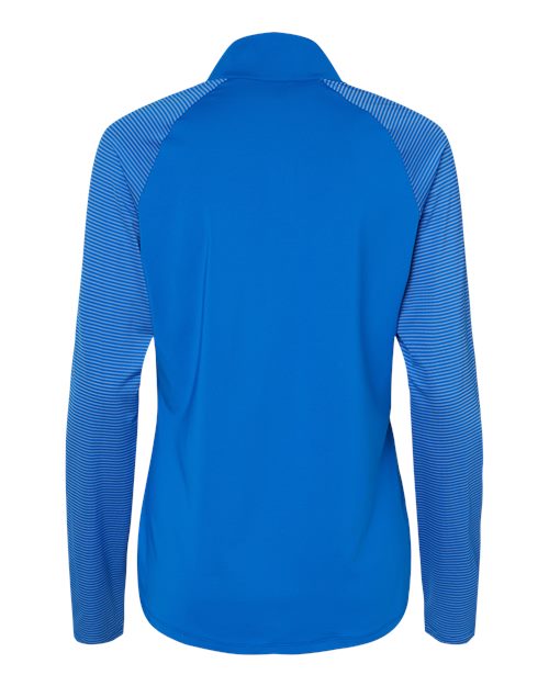 Adidas A521 Women's Stripe Block Quarter-Zip Pullover - Glory Blue