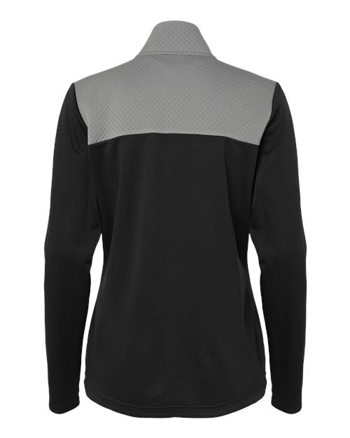 Adidas A529 Women's Textured Mixed Media Full-Zip Jacket - Black Grey Three