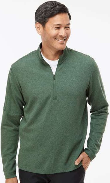 Adidas A554 3-Stripes Quarter-Zip Sweater - Green Oxide Melange