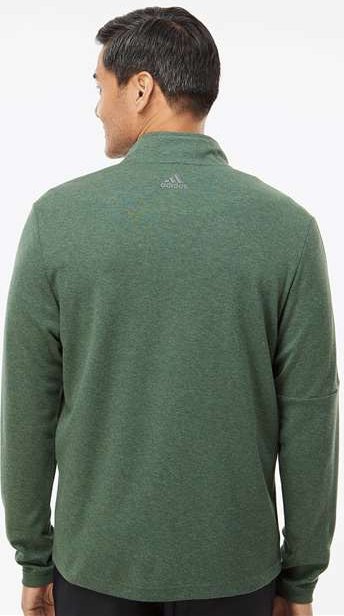 Adidas A554 3-Stripes Quarter-Zip Sweater - Green Oxide Melange