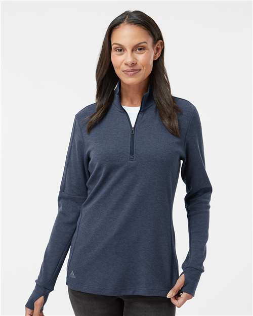 Adidas A555 Women's 3-Stripes Quarter-Zip Sweater - Collegiate Navy Melange