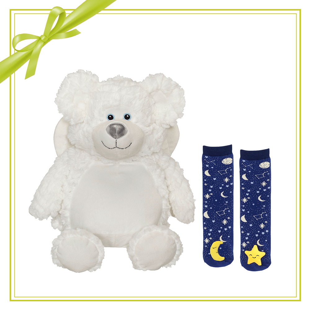 Gift Set - Bobby Angel Buddy, Moon & Star Mismatch Socks
