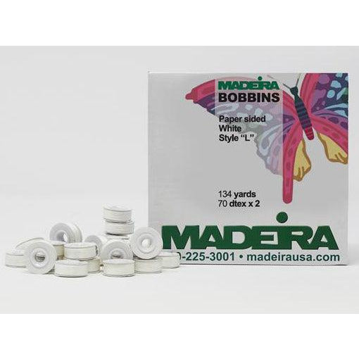 Madeira L-Style Cardboard Side White Bobbin Box of 144
