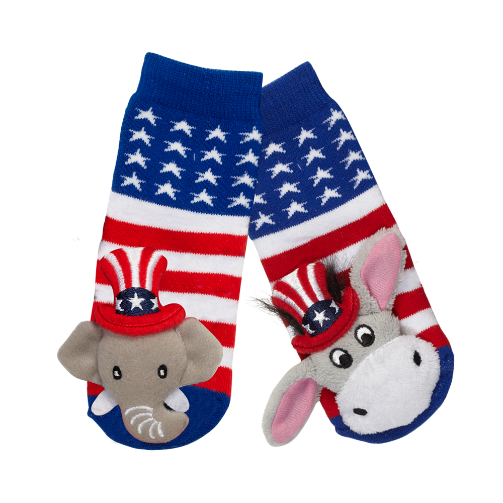 Messy Moose Socks, Stars & Stripes Mismatch, 6 Pack