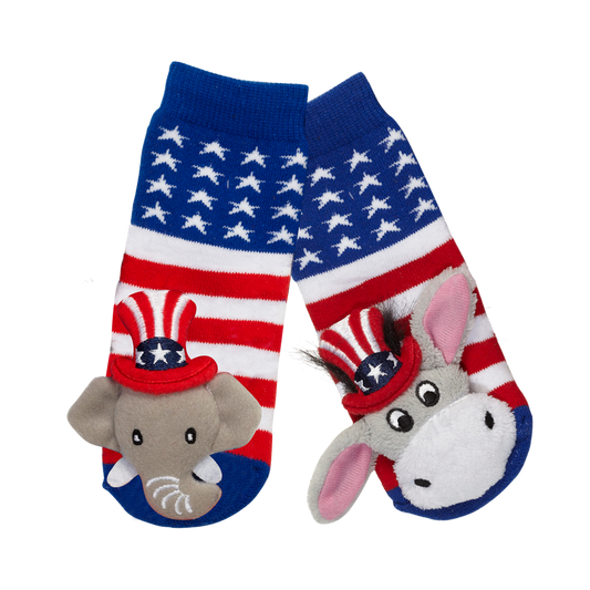 Messy Moose Socks, Stars & Stripes Mismatch, 6 Pack