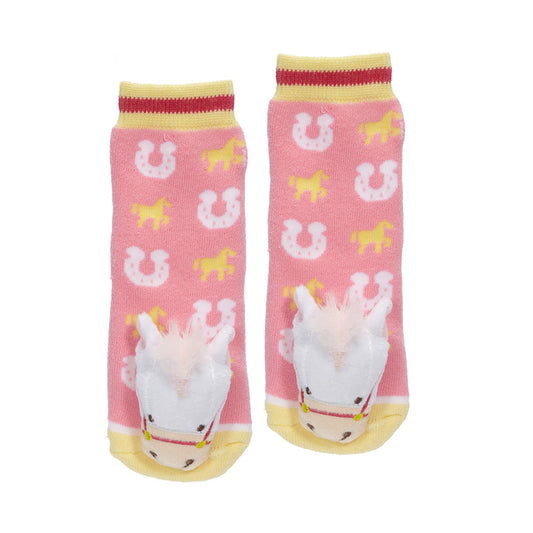 Messy Moose Socks, Pink Horse, 6 Pack