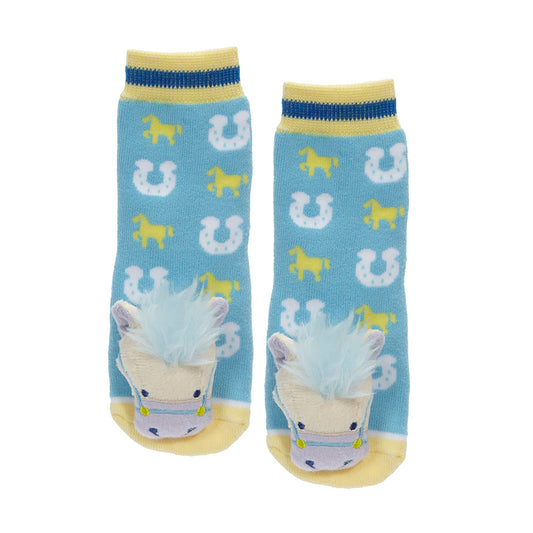 Messy Moose Socks, Blue Horse, 6 Pack
