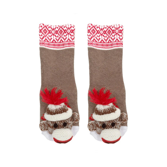 Messy Moose Socks, Monkey Aztec Trim, 6 Pack