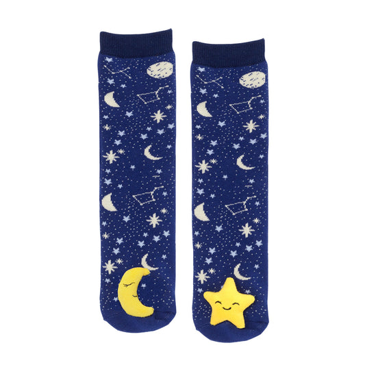 Messy Moose Socks, Moon & Star Mismatch, 6 Pack