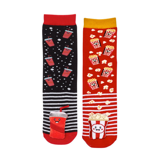 Messy Moose Socks, Soda & Popcorn Mismatch, 6 Pack