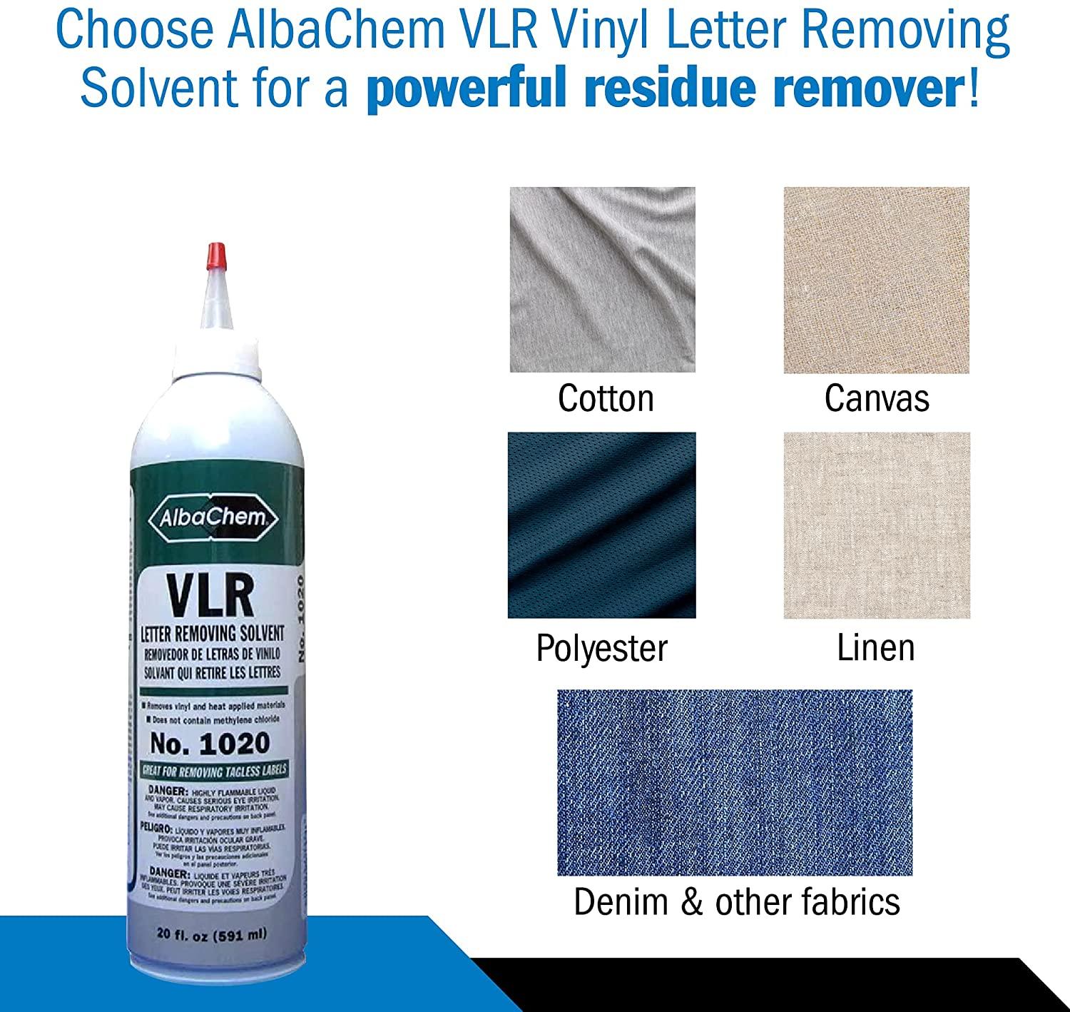 AlbaChem 1020 VLR Heat Transfer Vinyl Letter Removing Solvent 20 oz Can –  Embroidery Supply Shop