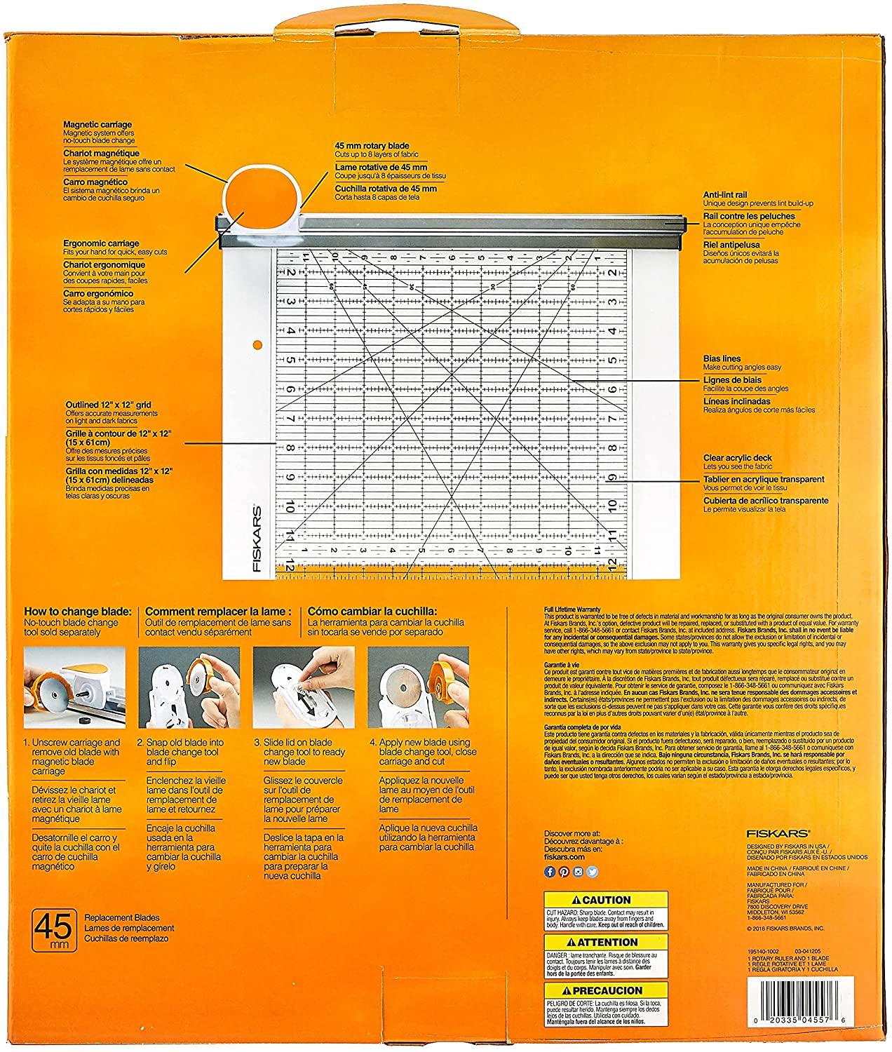 Fiskars Rotary Cutter and Ruler Combo - Square 12" x 12"