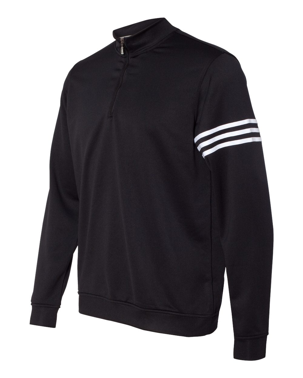 Adidas A190 3-Stripes French Terry Quarter-Zip Pullover - Black White