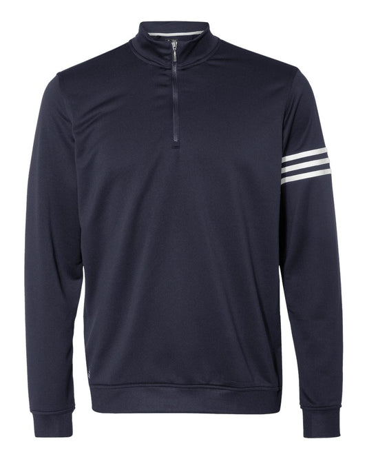Adidas A190 3-Stripes French Terry Quarter-Zip Pullover - Navy White