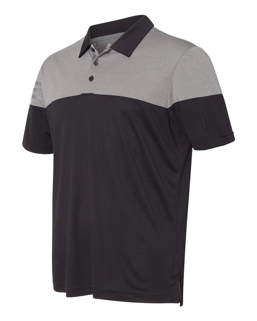 Adidas A213 Heathered 3-Stripes Block Sport Shirt - Black Vista Grey