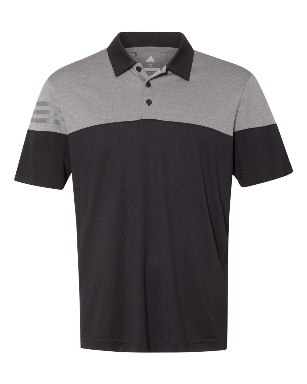 Adidas A213 Heathered 3-Stripes Block Sport Shirt - Black Vista Grey