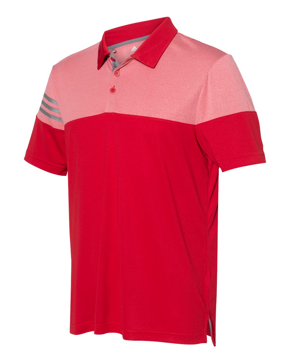 Adidas A213 Heathered 3-Stripes Block Sport Shirt - Power Red