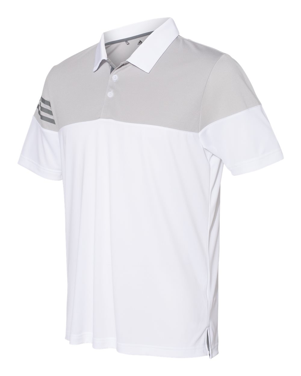 Adidas A213 Heathered 3-Stripes Block Sport Shirt - White Vista Grey