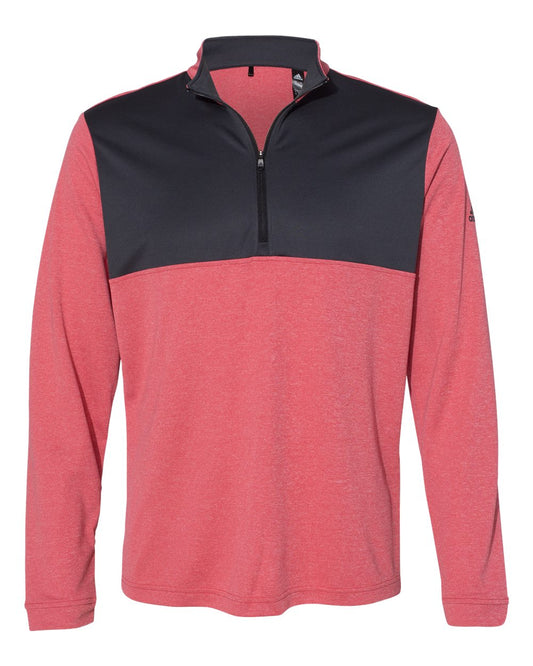 Adidas A280 Lightweight Quarter-Zip Pullover - Power Red Heather Carbon