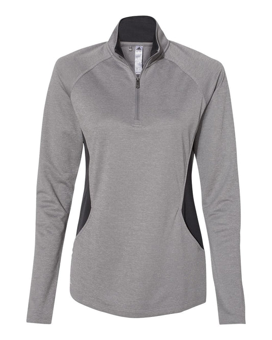Adidas A281 Women's Lightweight Quarter-Zip Pullover - Grey Three Heather Carbon
