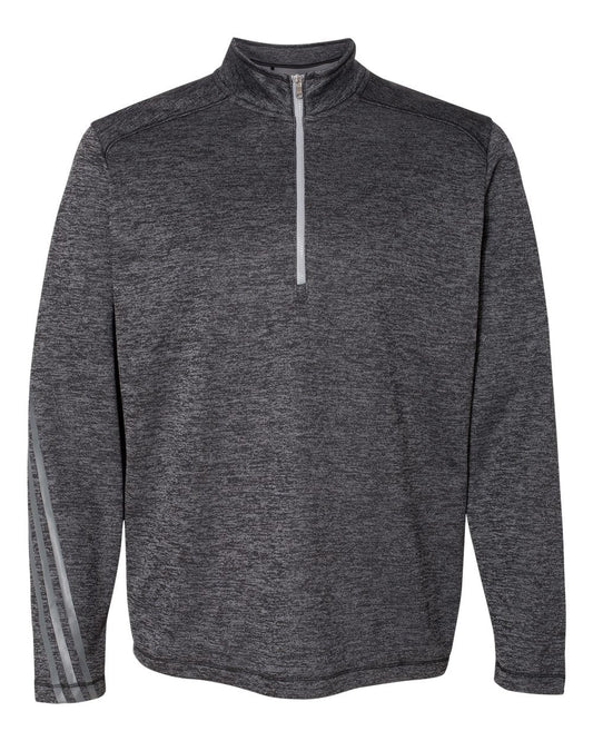 Adidas A284 Brushed Terry Heathered Quarter-Zip Pullover - Black Heather Mid Grey