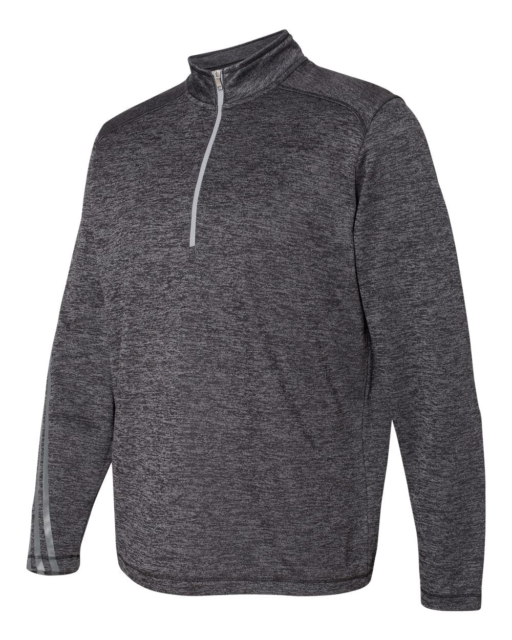 Adidas A284 Brushed Terry Heathered Quarter-Zip Pullover - Black Heather Mid Grey