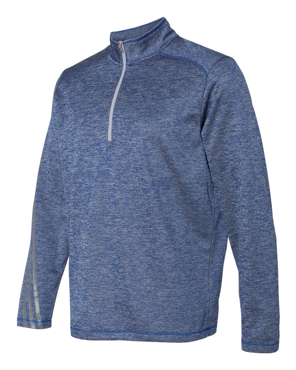 Adidas A284 Brushed Terry Heathered Quarter-Zip Pullover - Collegiate Royal Heather Mid Grey