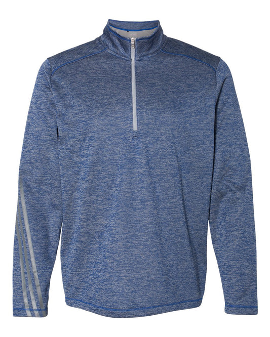 Adidas A284 Brushed Terry Heathered Quarter-Zip Pullover - Collegiate Royal Heather Mid Grey