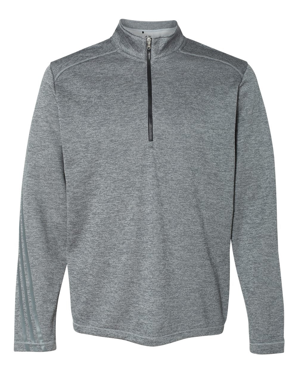Adidas A284 Brushed Terry Heathered Quarter-Zip Pullover - Mid Grey Heather Black