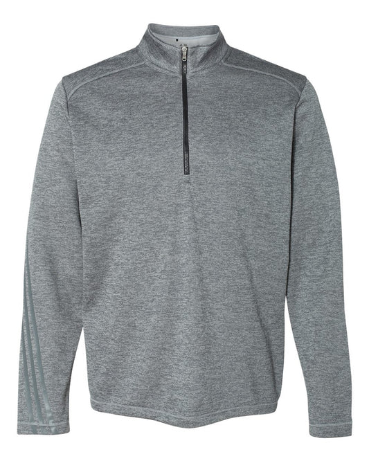 Adidas A284 Brushed Terry Heathered Quarter-Zip Pullover - Mid Grey Heather Black