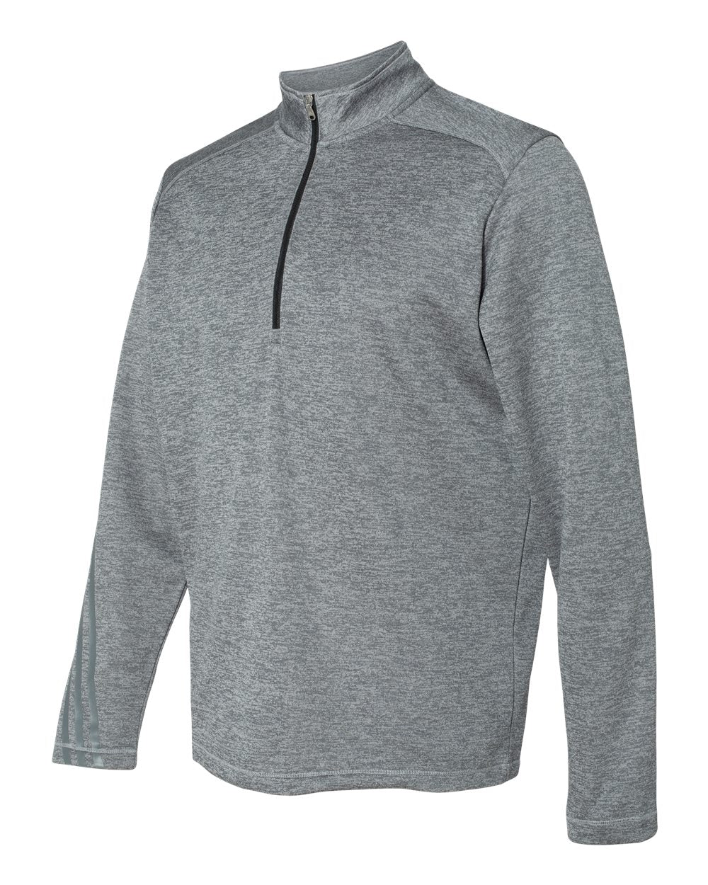 Adidas A284 Brushed Terry Heathered Quarter-Zip Pullover - Mid Grey Heather Black