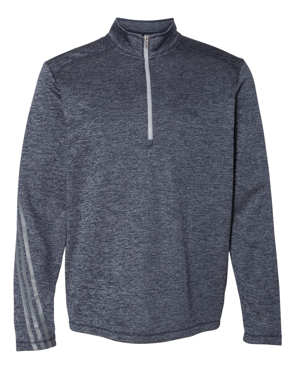 Adidas A284 Brushed Terry Heathered Quarter-Zip Pullover - Navy Heather Mid Grey