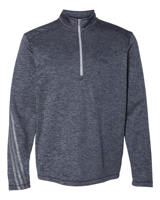 Adidas A284 Brushed Terry Heathered Quarter-Zip Pullover - Navy Heather Mid Grey