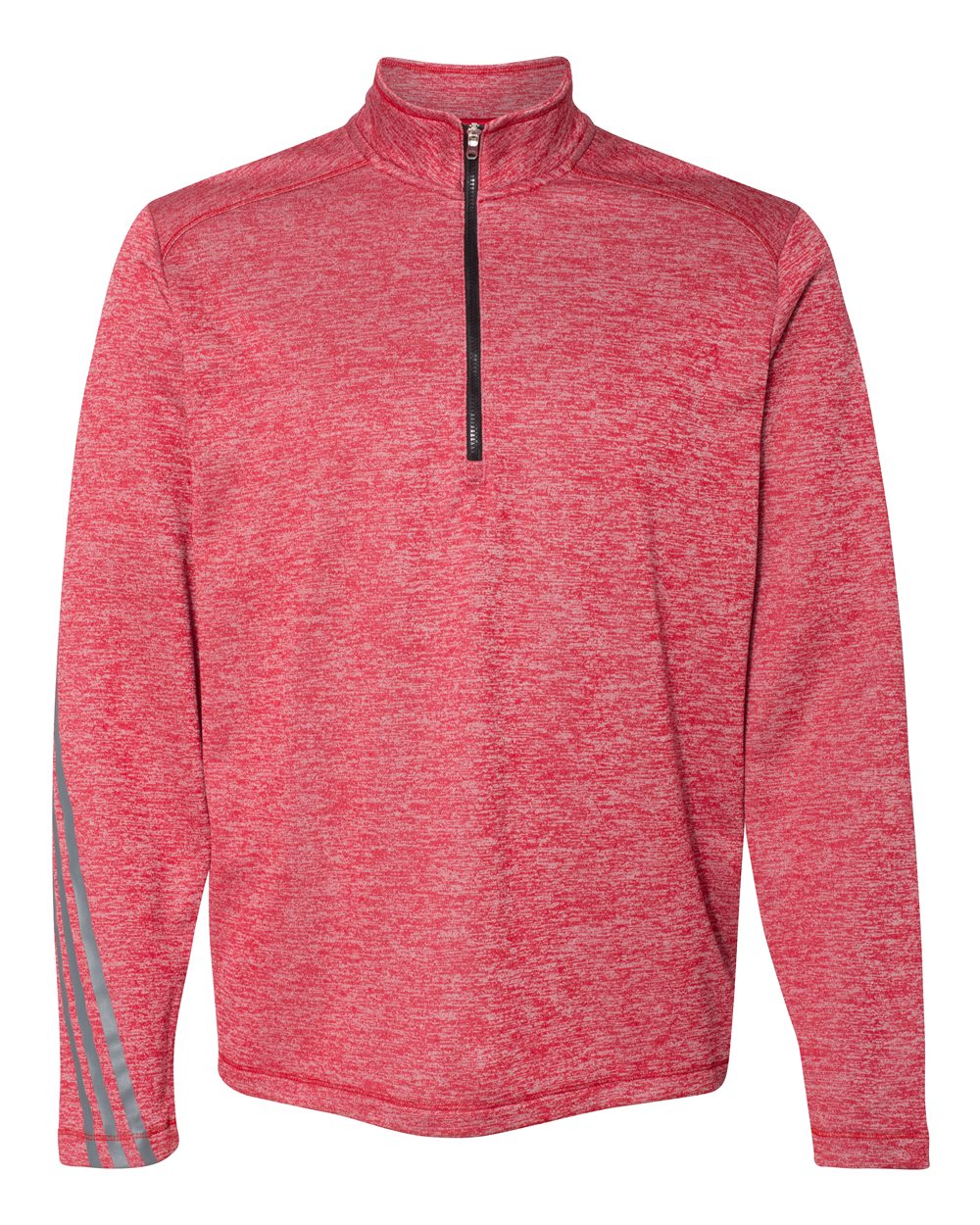 Adidas A284 Brushed Terry Heathered Quarter-Zip Pullover - Power Red Heather Black