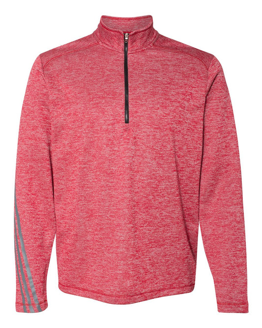 Adidas A284 Brushed Terry Heathered Quarter-Zip Pullover - Power Red Heather Black