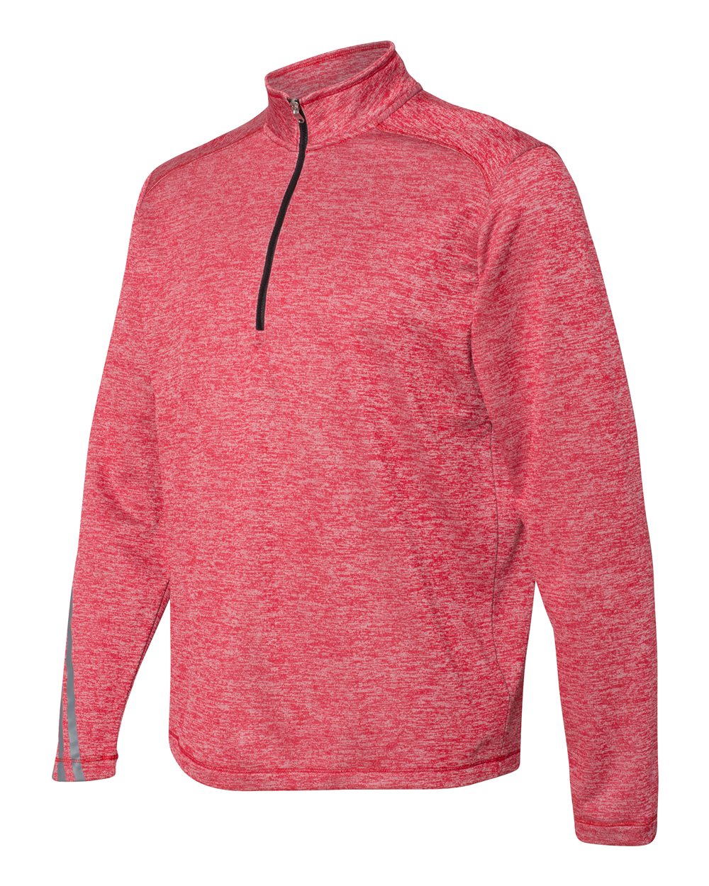 Adidas A284 Brushed Terry Heathered Quarter-Zip Pullover - Power Red Heather Black