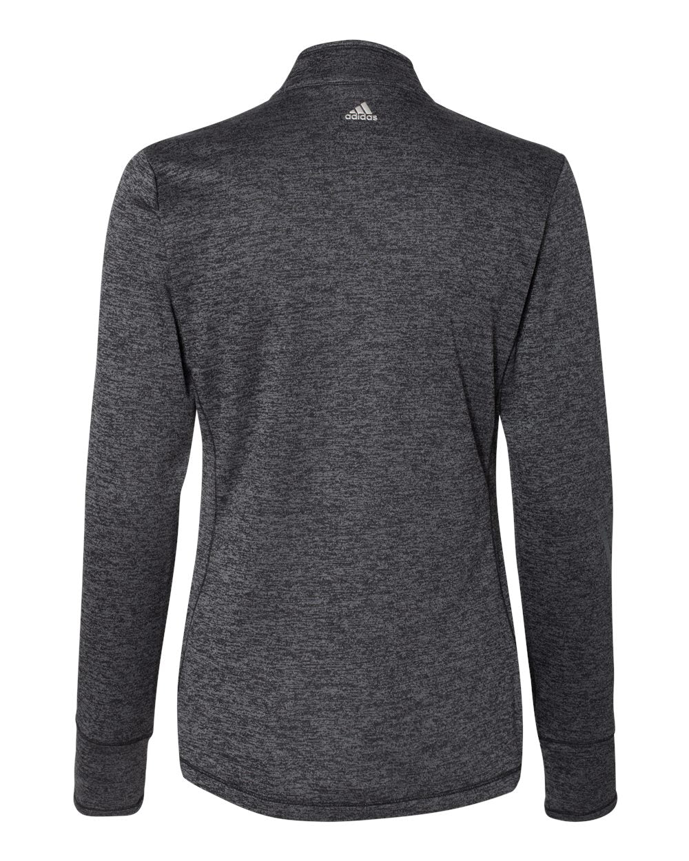 Adidas A285 Women's Brushed Terry Heathered Quarter-Zip Pullover - Black Heather Mid Grey