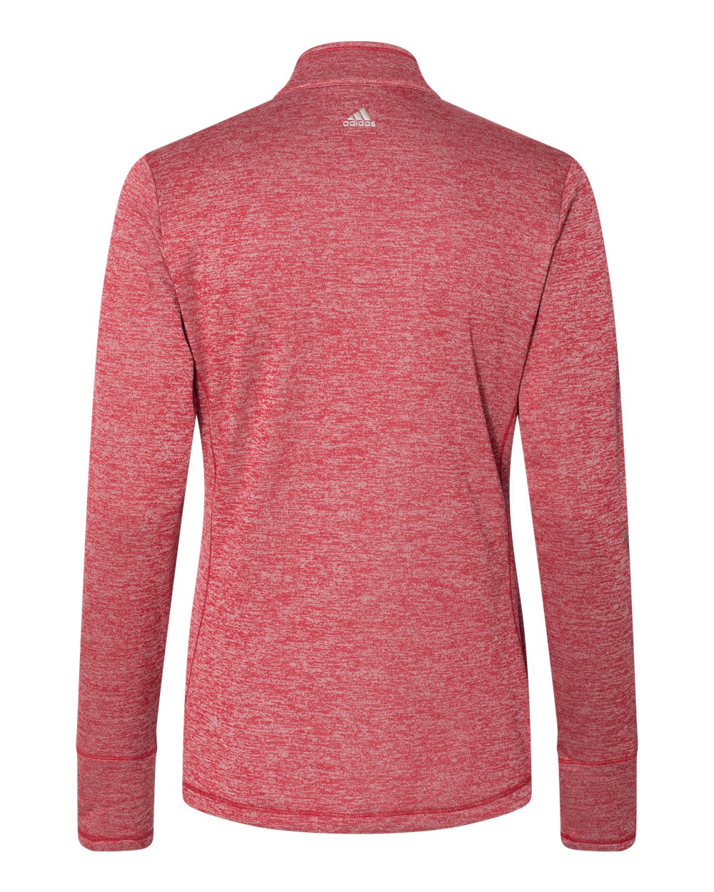 Adidas A285 Women's Brushed Terry Heathered Quarter-Zip Pullover - Power Red Heather Black