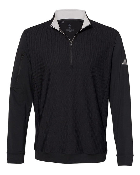 Adidas A295 Performance Textured Quarter-Zip Pullover - Black