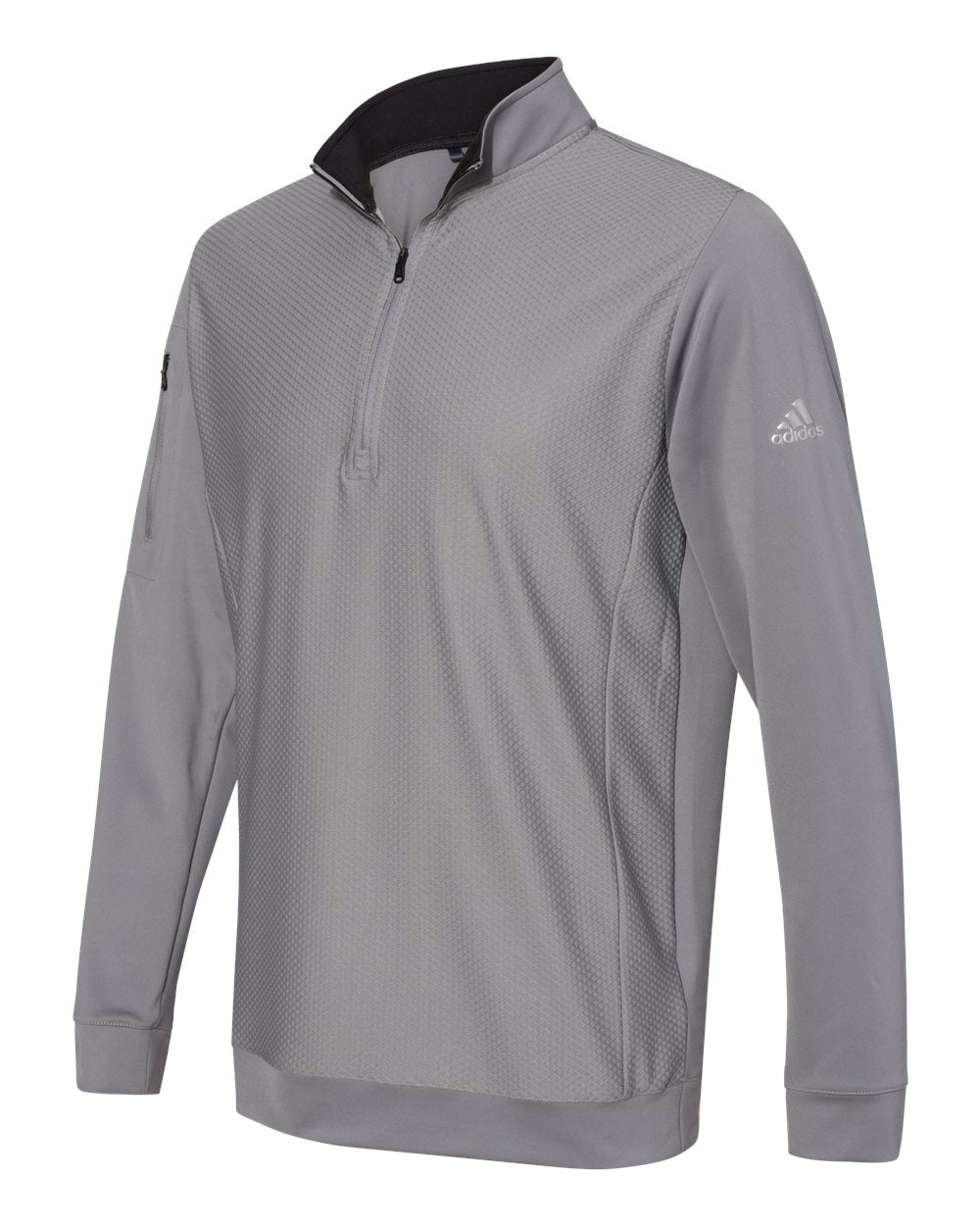 Adidas A295 Performance Textured Quarter-Zip Pullover - Grey Three