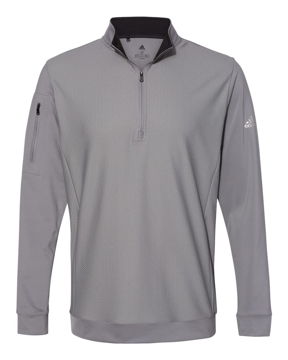 Adidas A295 Performance Textured Quarter-Zip Pullover - Grey Three
