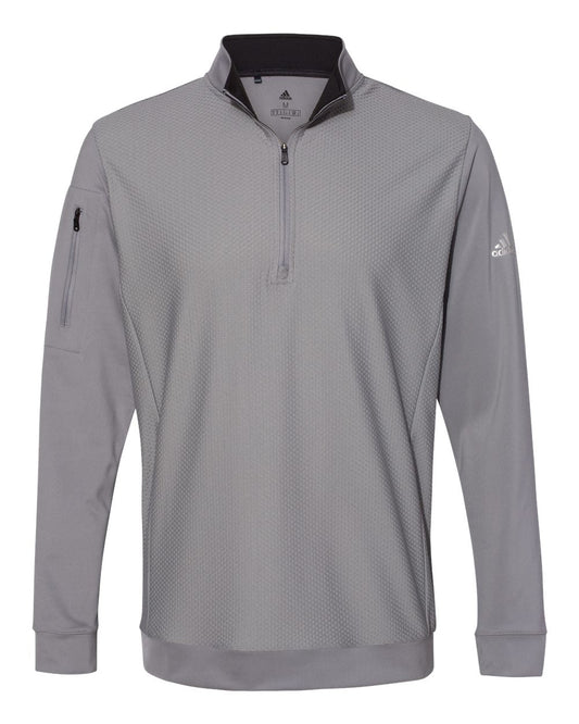 Adidas A295 Performance Textured Quarter-Zip Pullover - Grey Three